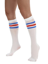 menaful Men's Striped Stockings - White